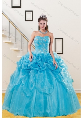 Detachable Blue Quince Dresses with Embroidery and Pick Ups