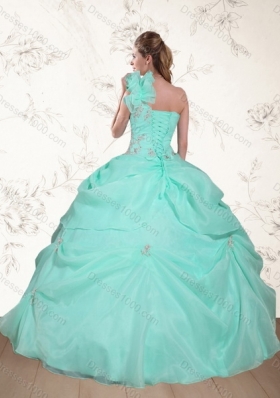 Fashionable Beading and Appliques 2015 Dress for Quince in Apple Green