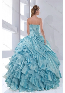 Fashionable Sweetheart Beading Aqua Blue Quinceanera Dresses in Taffeta for 2015