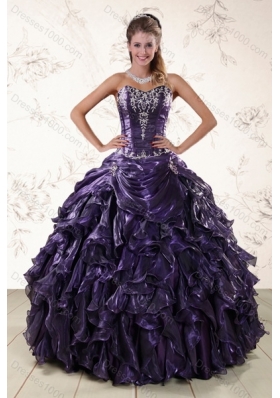 Fashionable Sweetheart Ruffled 2015 Quinceanera Dresses with Embroidery