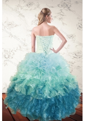 2015 Decent Multi Color Dresses for Quince with Beading and Ruffles