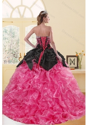 2015 Fashionable Beading and Ruffles Sweet 16 Dresses in Multi Color