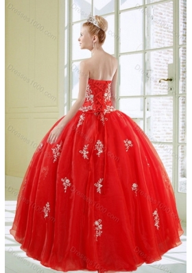 2015 Fashionable Red Quinceanera Dresses with Appliques