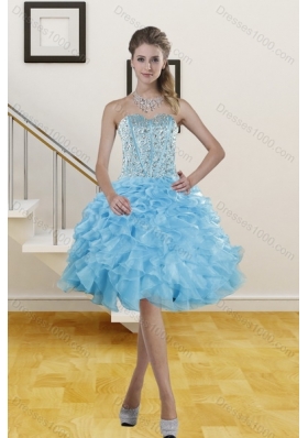 2015 Fashionable Sweetheart Ruffled Quinceanera Dresses in Baby Blue