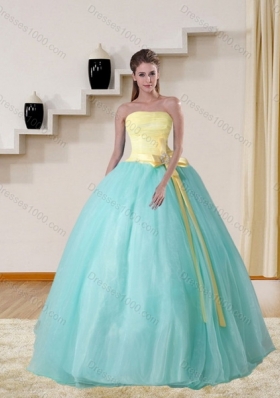 2015 Perfect Strapless Multi Color Quinceanera Gown with Bowknot