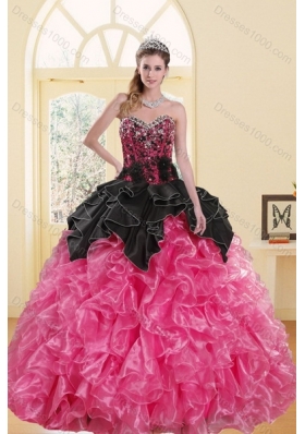 2015 Unique Multi Color Quince Dresses with Beading and Ruffles