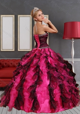 2015 Unique Sweetheart  Multi Color Quinceanera Dress with Beading and Ruffles