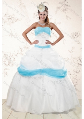 Elegant Multi Color Strapless Ball Gown Quinceanera Dress with Appliques for 2015