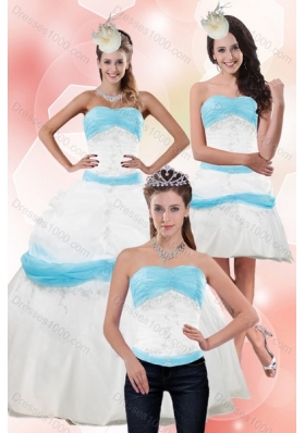 Elegant Multi Color Strapless Ball Gown Quinceanera Dress with Appliques for 2015