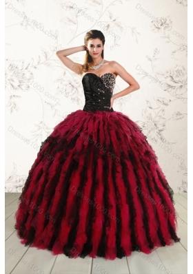 Luxurious Multi Color Sweetheart Quince Dresses with Beading and Ruffles