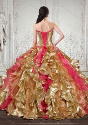 Luxurious Strapless Multi Color Quinceanera Dress with Beading and Embroidery