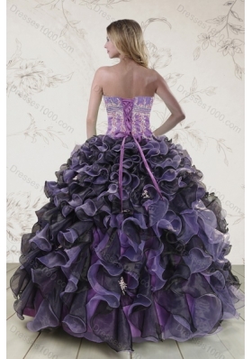 Pretty Multi Color 2015 Sweet 16 Dresses with Appliques and Ruffles