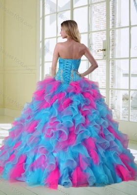 2015 New Style Multi Color Quinceanera Dress with Appliques and Ruffles