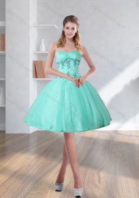 New Style Pretty Apple Green Sweetheart 2015 Quinceanera Dress with Appliques and Beading