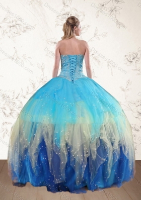 New Style Sweetheart Multi Color Quinceanera Dress with Ruffles and Beading