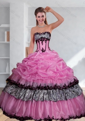 New Style Zebra Printed Multi Color Quinceanera Dress with Pick Ups and Appliques