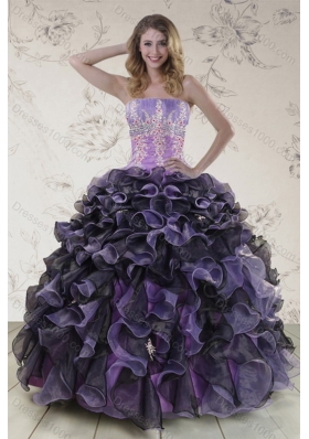 2015 New Style Elegant Appliques and Ruffles Quinceanera Dresses in Multi Color