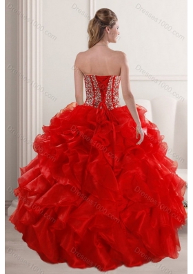 2015 New Style Fashionable Red Quinceanera Dresses with Beading and Ruffles