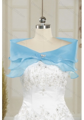 2015 New Style Leopard Printed Baby Blue Brush Train Beading Quinceanera Dress