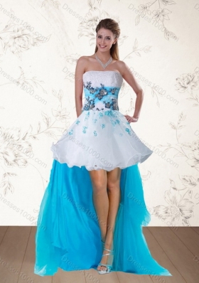 2015 New Style Strapless Multi Color Quinceanera Dress with Appliques and Beading