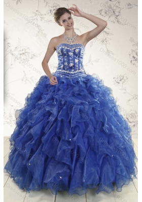 2015 New Style Strapless Quinceanera Dresses in Royal Blue