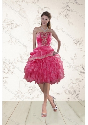 The New Style Hot Strapless Quince Dresses with Ruffles and Appliques