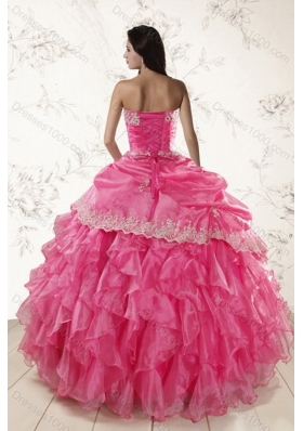 The New Style Hot Strapless Quince Dresses with Ruffles and Appliques