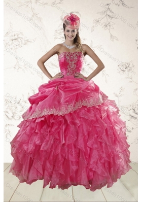 The New Style Hot Strapless Quince Dresses with Ruffles and Appliques