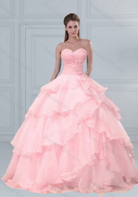 2015 Cute Sweetheart Beaded Sweet Sixteen Dresses with Ruffled Layers