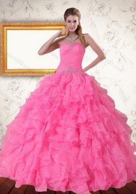 2015 Detachable Strapless Sweet Sixteen  Dress with Beading and Ruffles