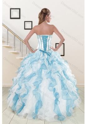 2015 Pretty Appliques and Ruffles Sweet Sixteen Dresses in Multi Color