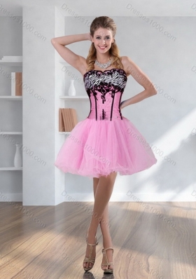 High Low Zebra Printed Sweet Sixteen Dress with Pick Ups and Appliques