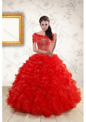 2015 Fashionable New Style Sweet Sixteen Dresses With Beading and Ruffles