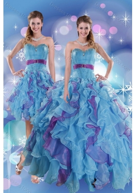 2015 Pretty Multi Color Sweet Sixteen Dresses with Ruffles and Beading