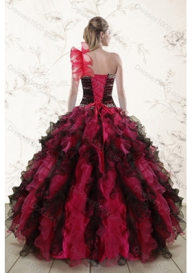 2015 Unique and Detachable Multi Color Quince Dresses with Ruffles and Beading