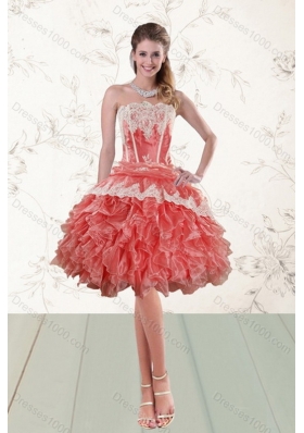 2015 Unique and Detachable Strapless  Quinceanera Dresses in Watermelon