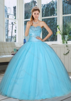 2015 Unique and Detachable Sweetheart Baby Blue Quinceanera Dress with Beading