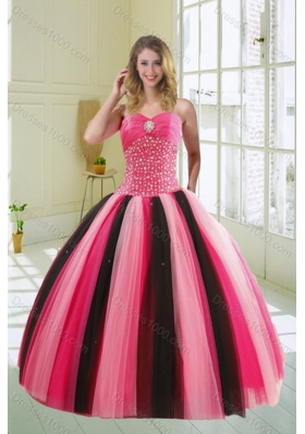 Beautiful 2015 Beading Sweet Sixteen Dresses in Multi Color