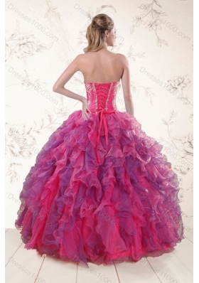 Fashionable Multi Color Ruffles and Appliques Sweet Sixteen Dresses