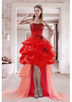 Unique and Detachable Red Quinceanera Dresses with Appliques and Pick Ups for 2015