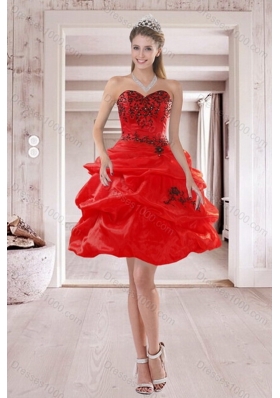 Unique and Detachable Red Quinceanera Dresses with Appliques and Pick Ups for 2015