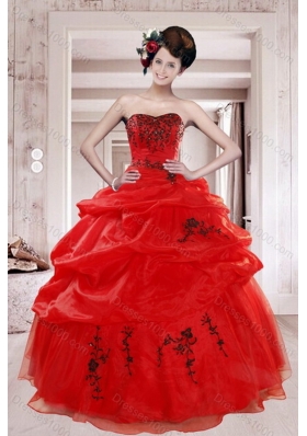 Unique and Detachable Red Quinceanera Dresses with Appliques and Pick Ups for 2015