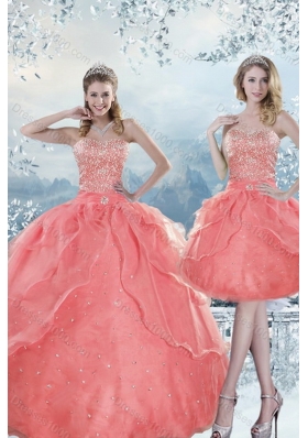 2015 New Style Beading Quinceanera Dresses in Watermelon