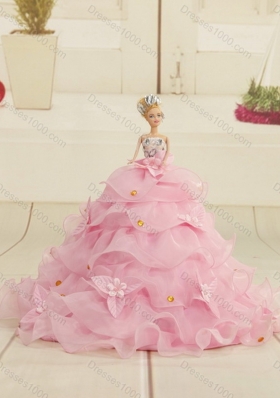 2015 Pretty Rose Pink Quinceanera Dresses with Ruffles and Beading