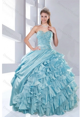 2015 Sweetheart Ball Gown Quinceanera Dresses with Beading and Ruffled Layers