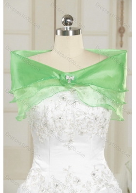 Appliques and Beading Strapless Sweet 15 Dress in Apple Green