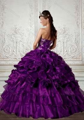 Ball Gown Strapless Quinceanera Dress with Embroidery and Ruffles