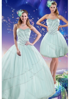 Beautiful 2015 Apple Green Strapless Quinceanera Dresses with Beading