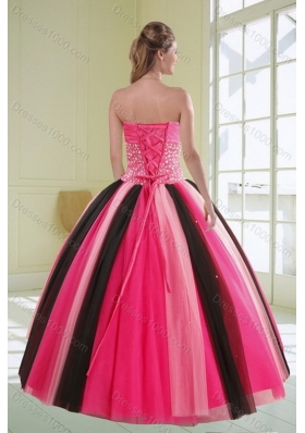 Beautiful Unique and Detachable Multi Color Sweetheart Beading Quince Dress for 2015