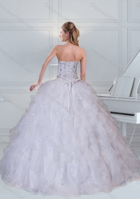 Detachable Sweetheart White Quinceanera Dress with Ruffles and Beading